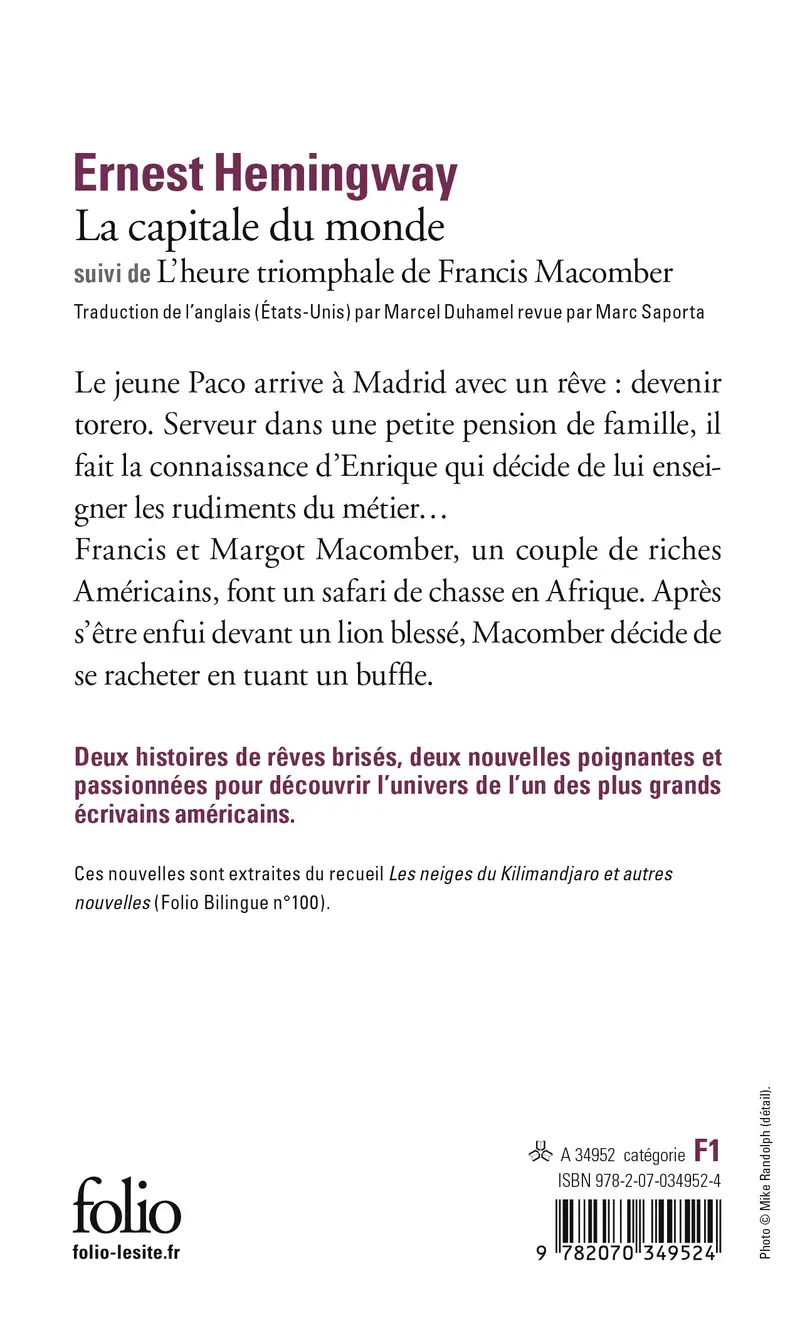 La capitale du monde suivi de L'heure triomphale de Francis Macomber - Ernest Hemingway