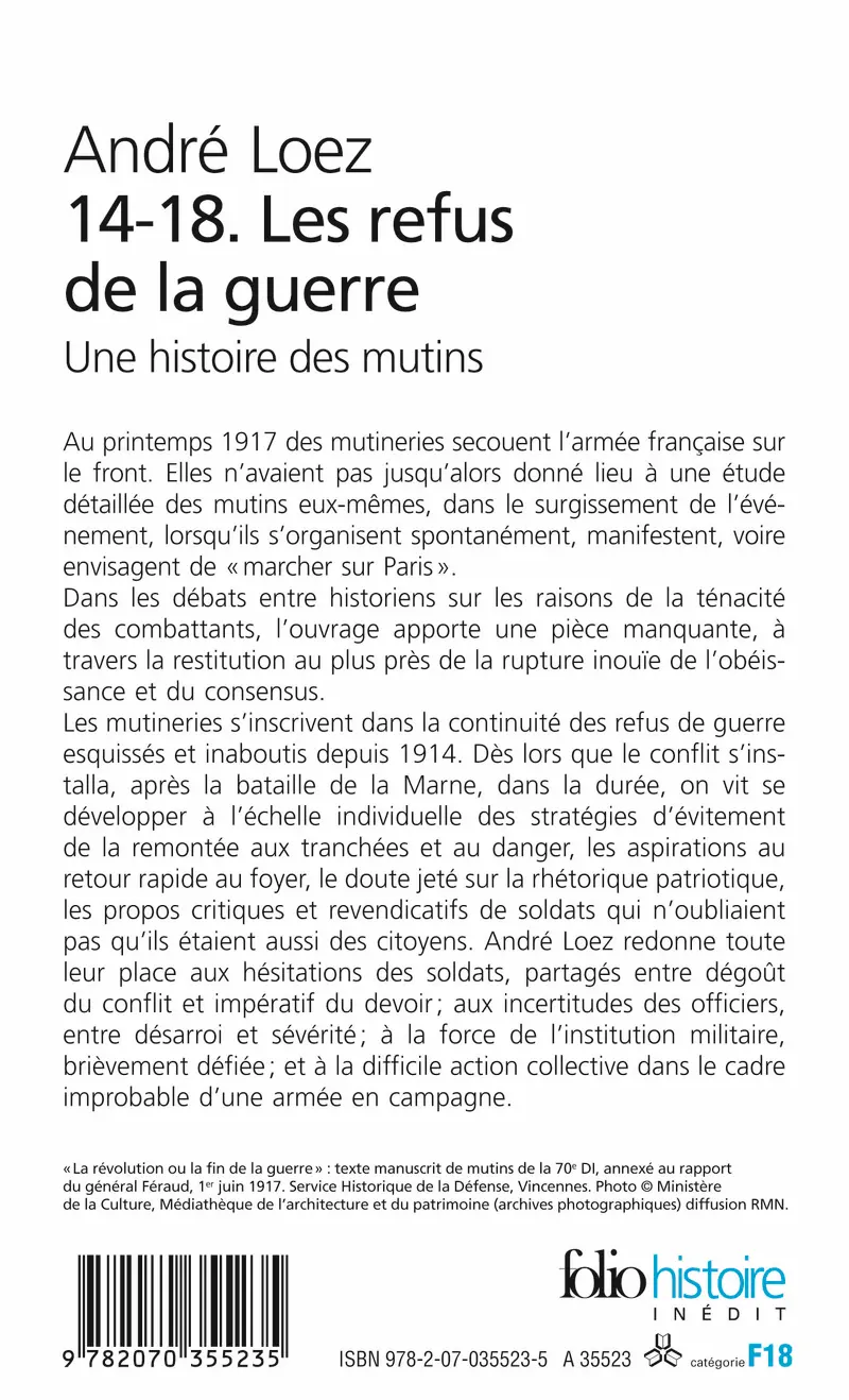 14-18. Les refus de la guerre - André Loez