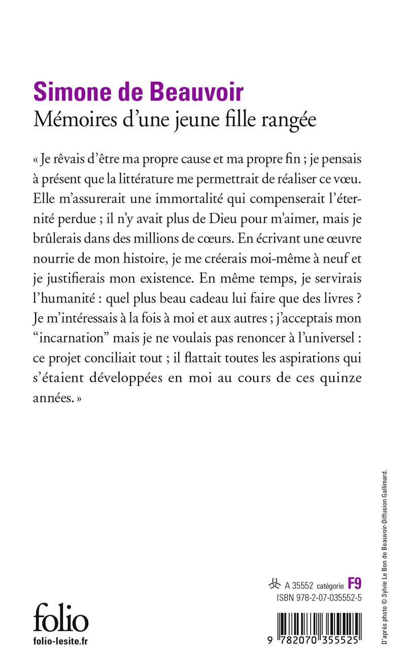 Mémoires d'une jeune fille rangée - Simone de Beauvoir