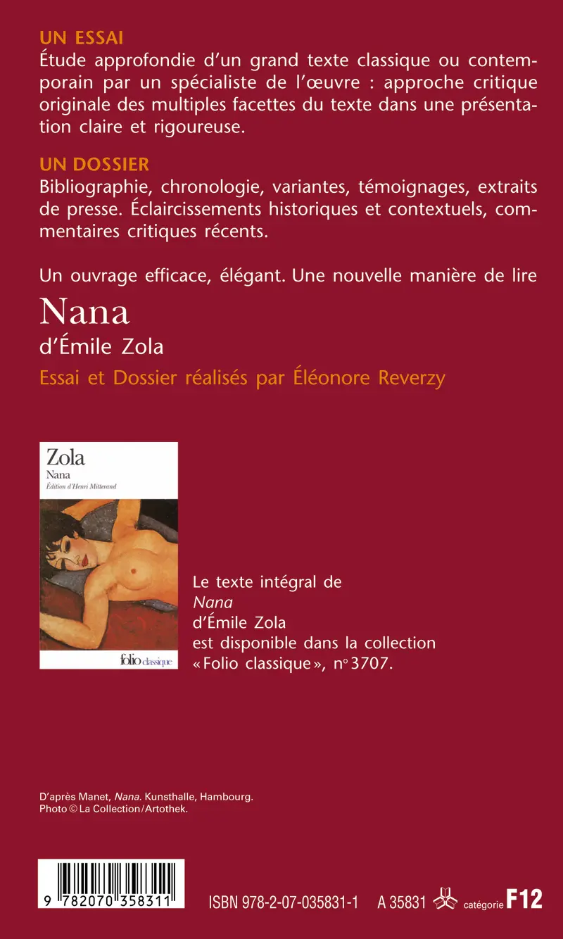 Nana d'Émile Zola (Essai et dossier) - Éléonore Reverzy