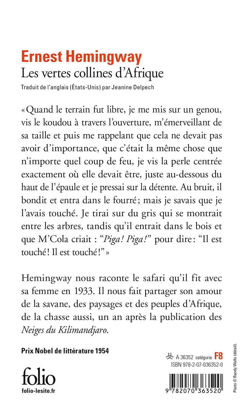 Les vertes collines d'Afrique - Ernest Hemingway