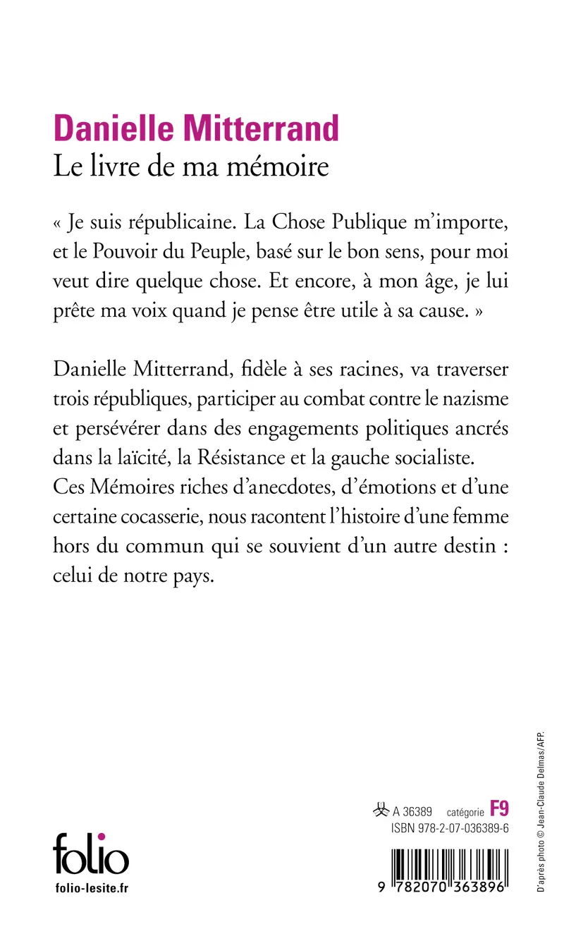 Le livre de ma mémoire - Danielle Mitterrand