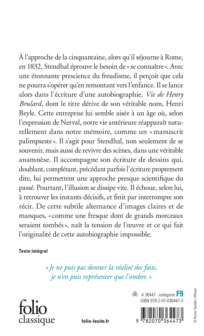 Vie de Henry Brulard - Stendhal