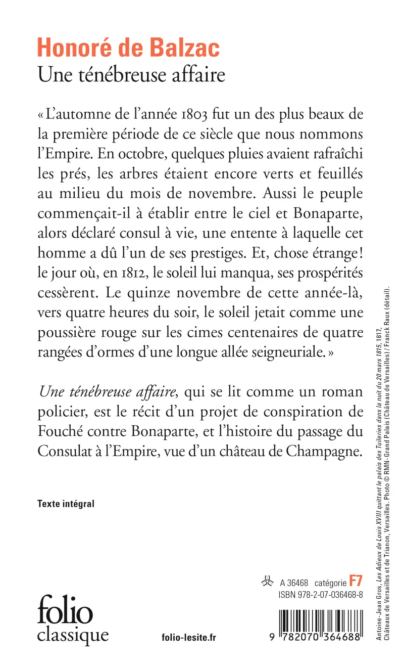 Une ténébreuse affaire - Honoré de Balzac