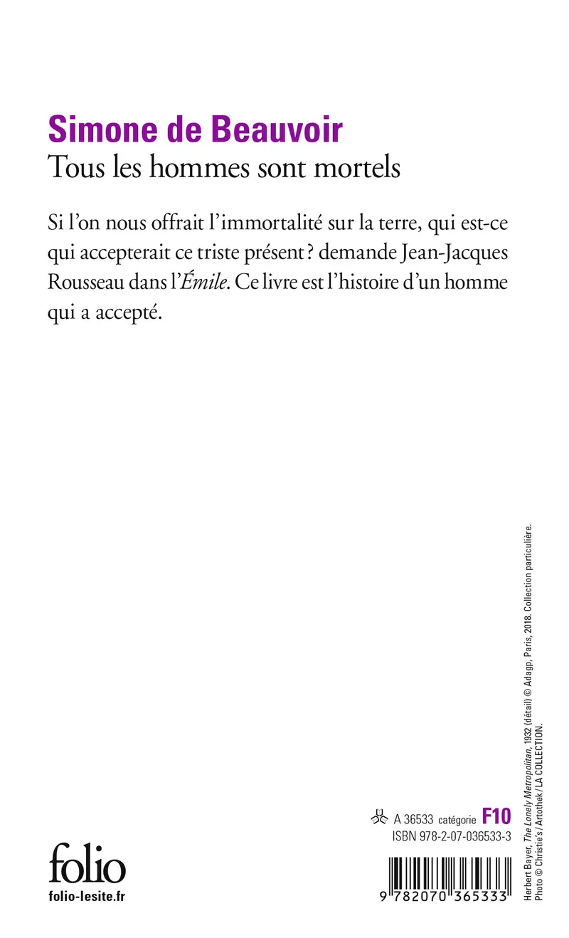 Tous les hommes sont mortels - Simone de Beauvoir