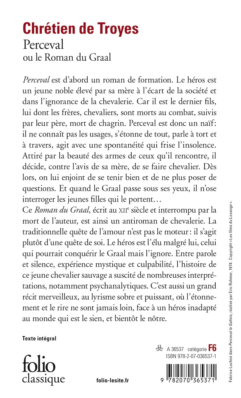 Perceval ou Le roman du Graal suivi de Continuations (choix) - Chrétien de Troyes