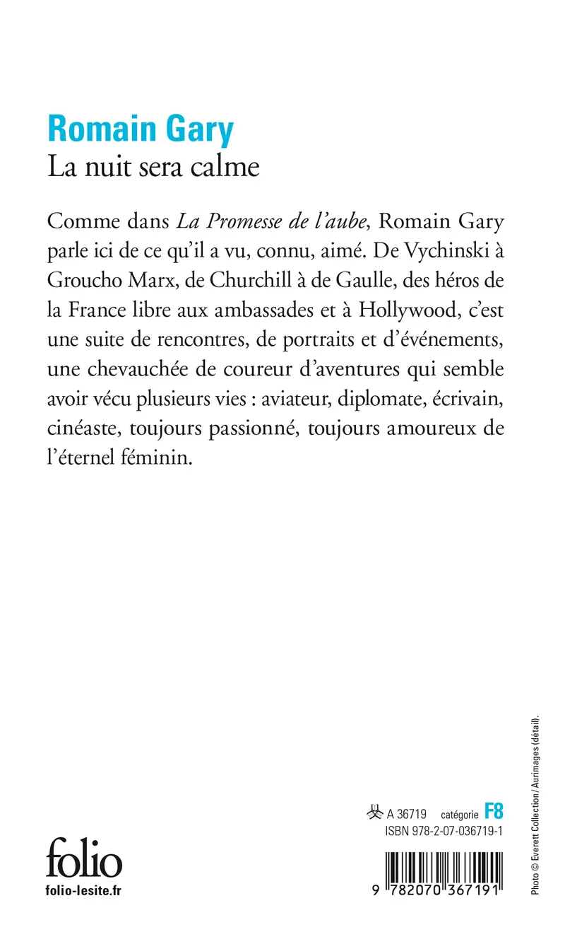 La nuit sera calme - Romain Gary - François Bondy