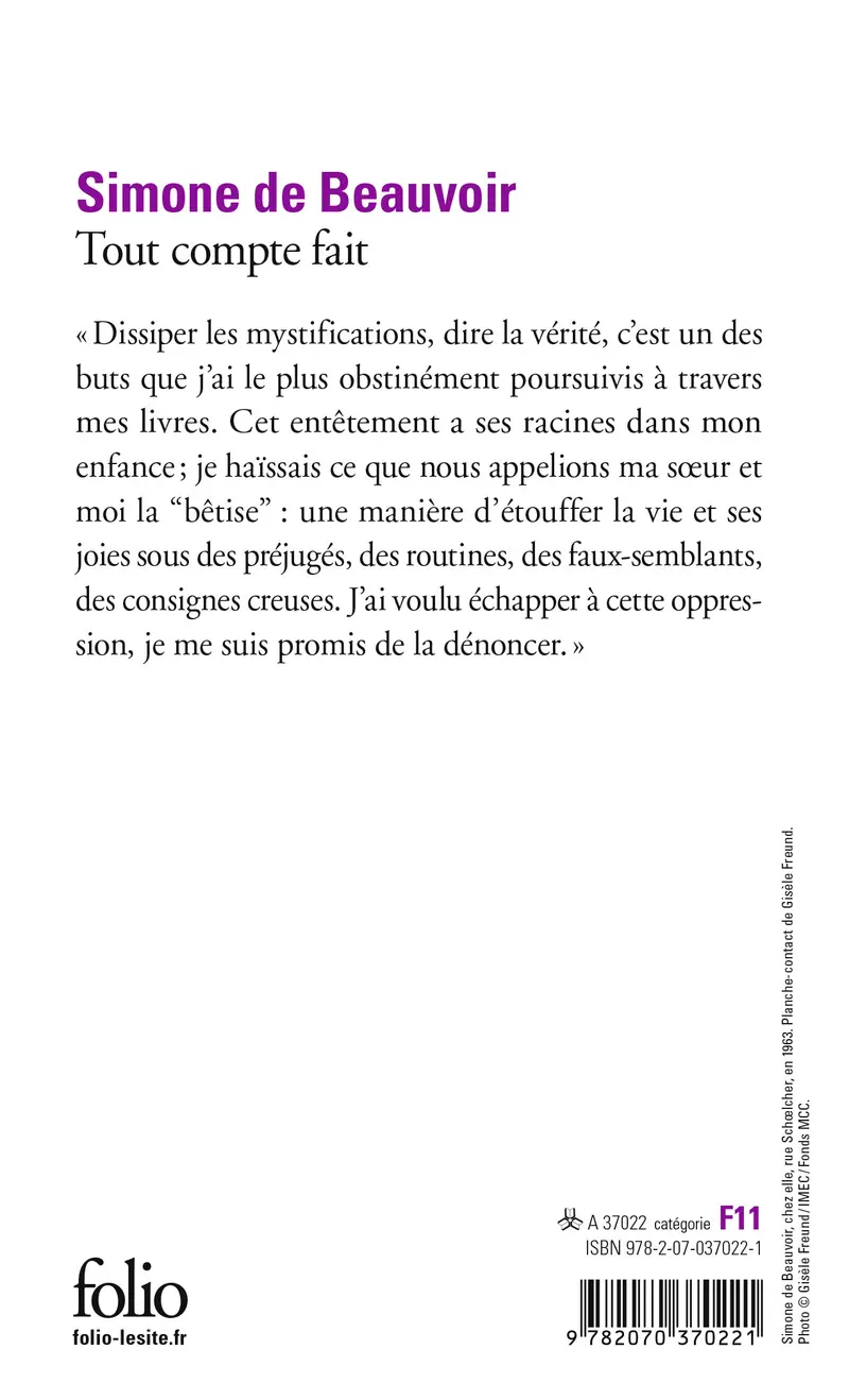 Tout compte fait - Simone de Beauvoir