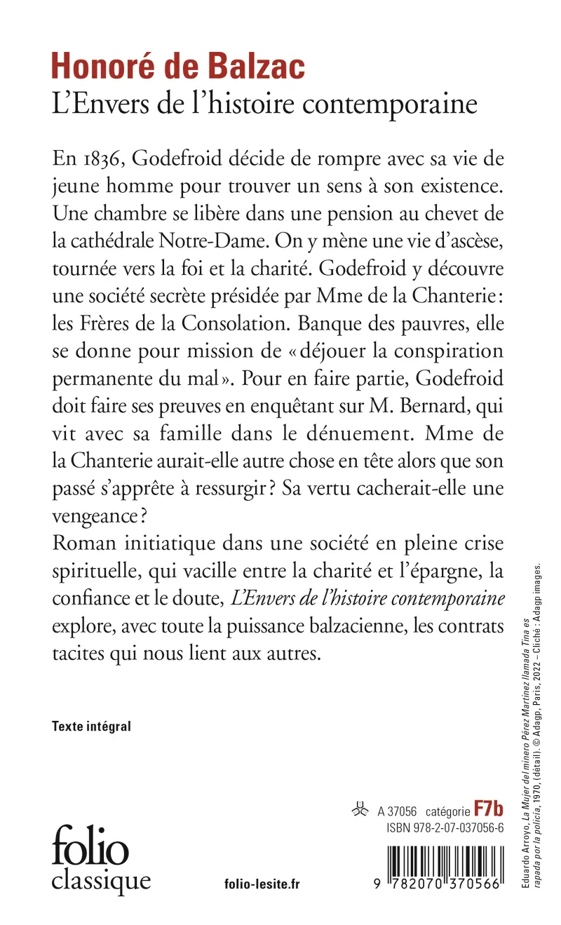 L'Envers de l'histoire contemporaine - Honoré de Balzac