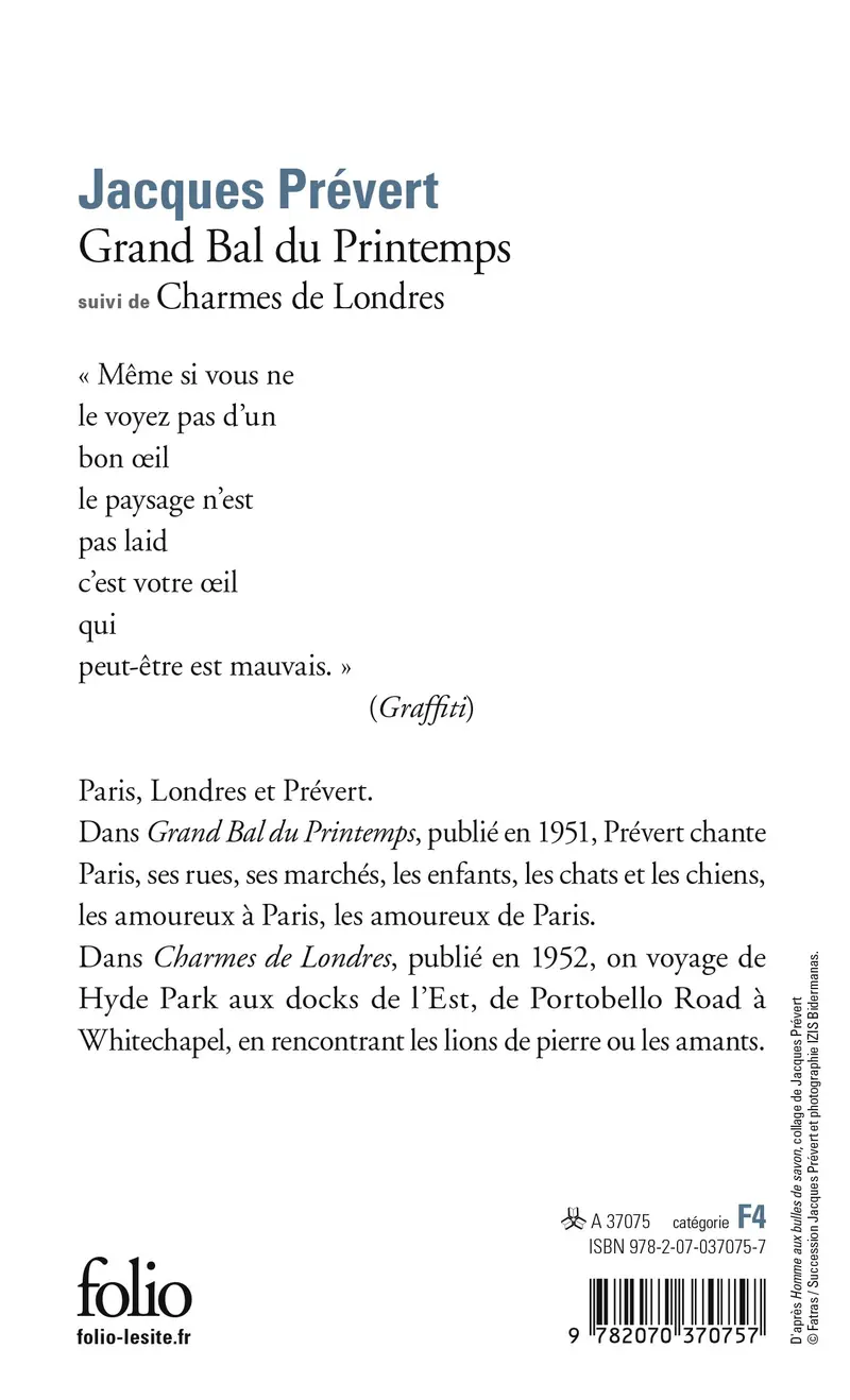 Grand bal du printemps suivi de Charmes de Londres - Jacques Prévert