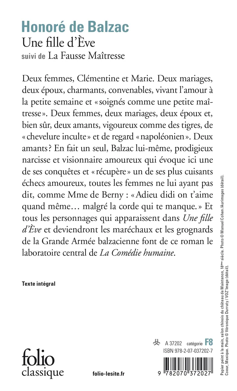 Une Fille d'Ève suivi de La Fausse Maîtresse - Honoré de Balzac