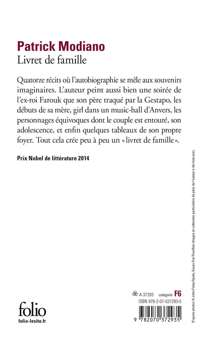 Livret de famille - Patrick Modiano