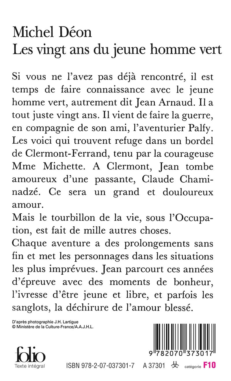 Les vingt ans du jeune homme vert - Michel Déon