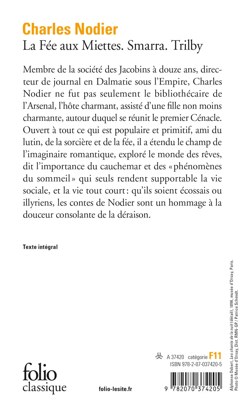 La Fée aux Miettes précédé de Smarra et de Trilby - Charles Nodier