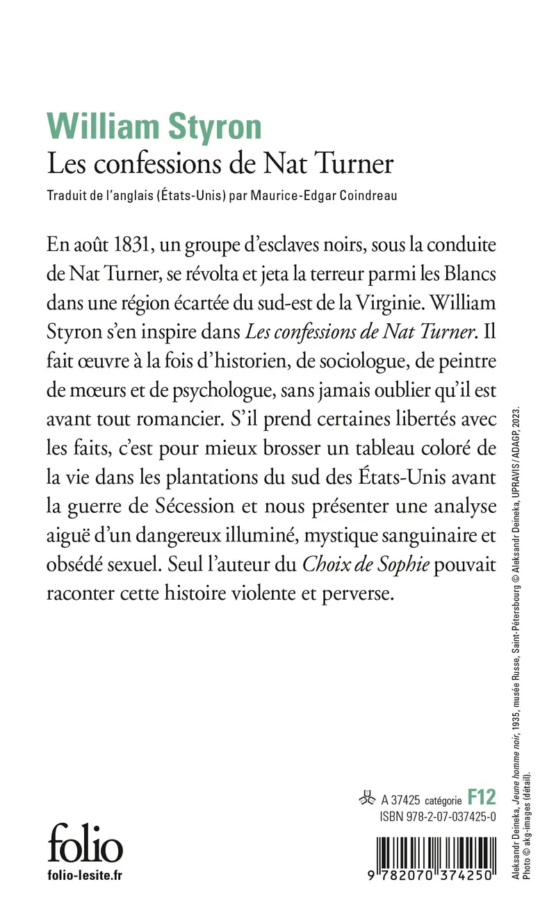 Les Confessions de Nat Turner - William Styron