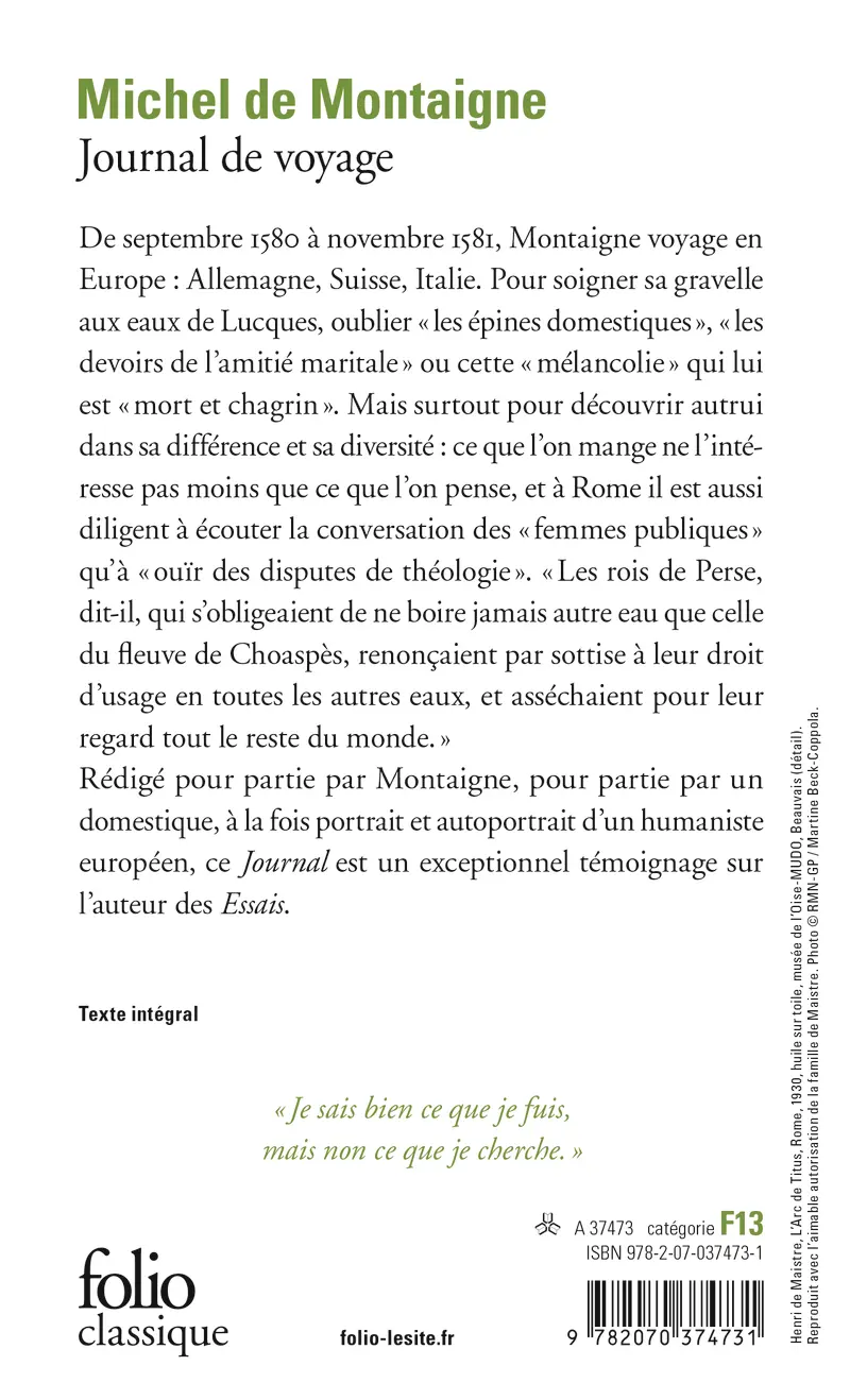 Journal de voyage - Michel de Montaigne