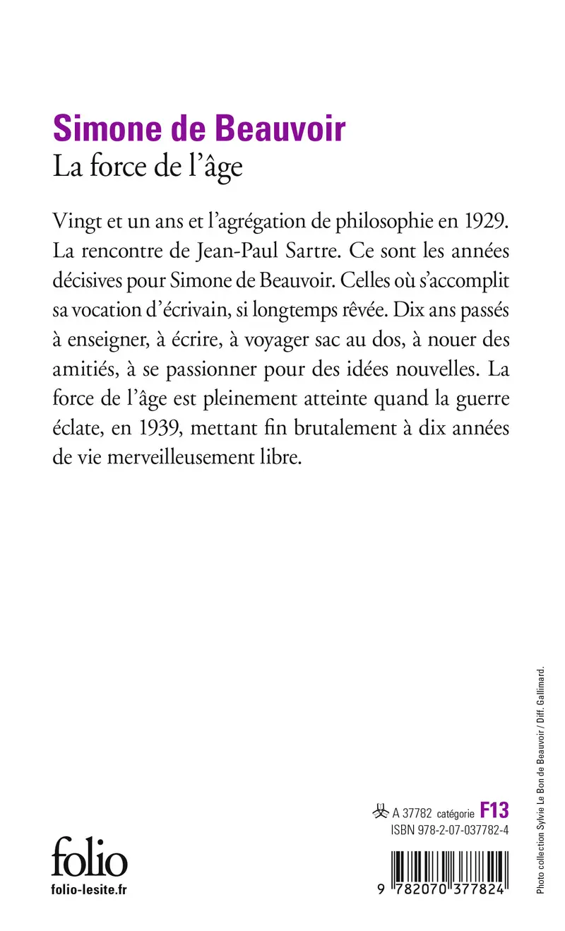 La force de l'âge - Simone de Beauvoir