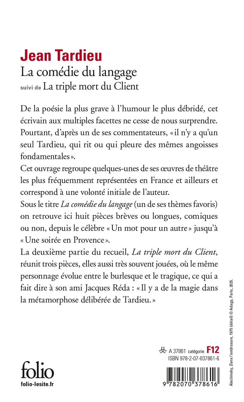 La Comédie du langage suivi de La Triple mort du Client - Jean Tardieu