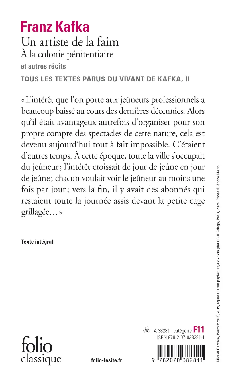 Un artiste de la faim - À la colonie pénitentiare et autres récits - Franz Kafka