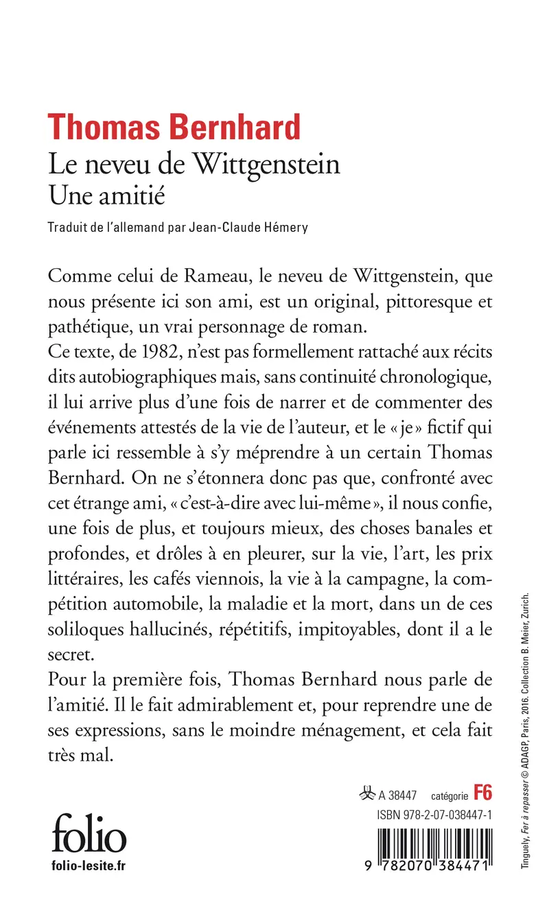 Le neveu de Wittgenstein - Thomas Bernhard