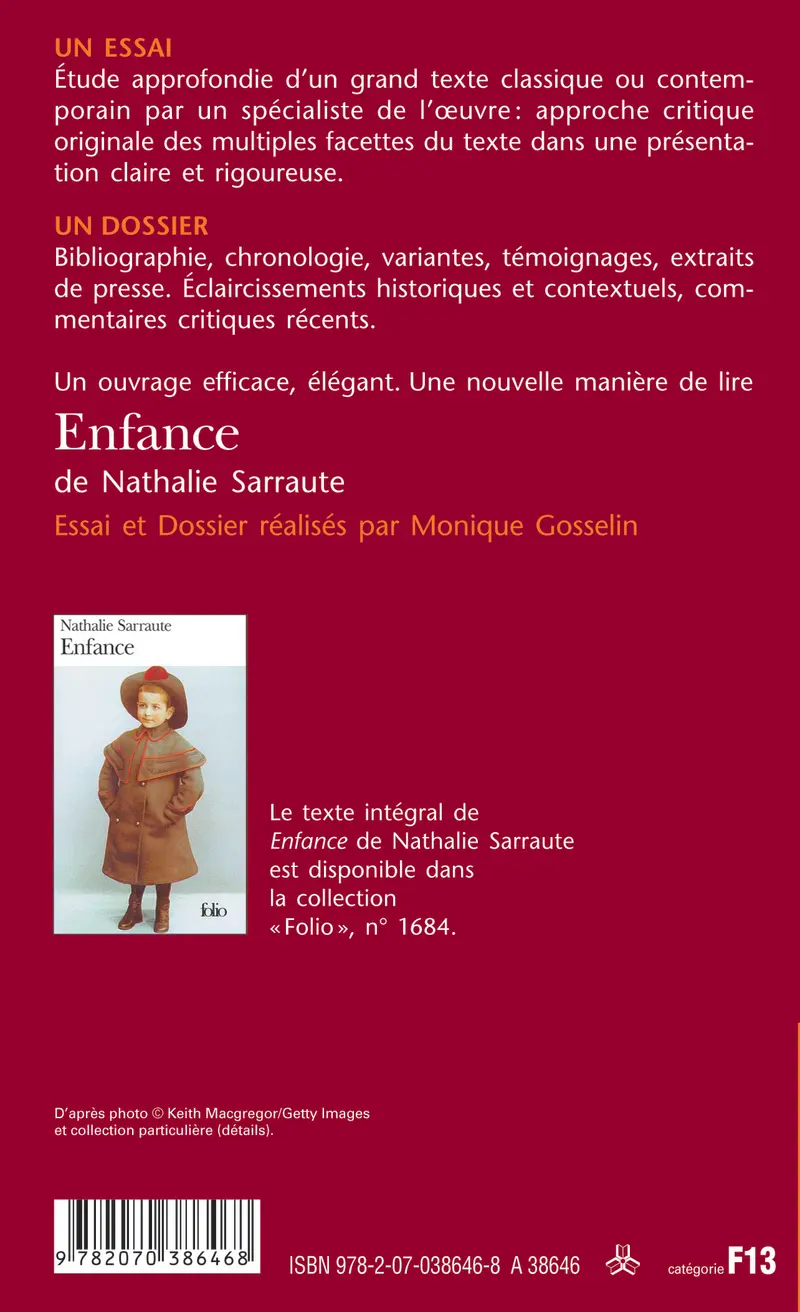 Enfance de Nathalie Sarraute (Essai et dossier) - Monique Gosselin-Noat