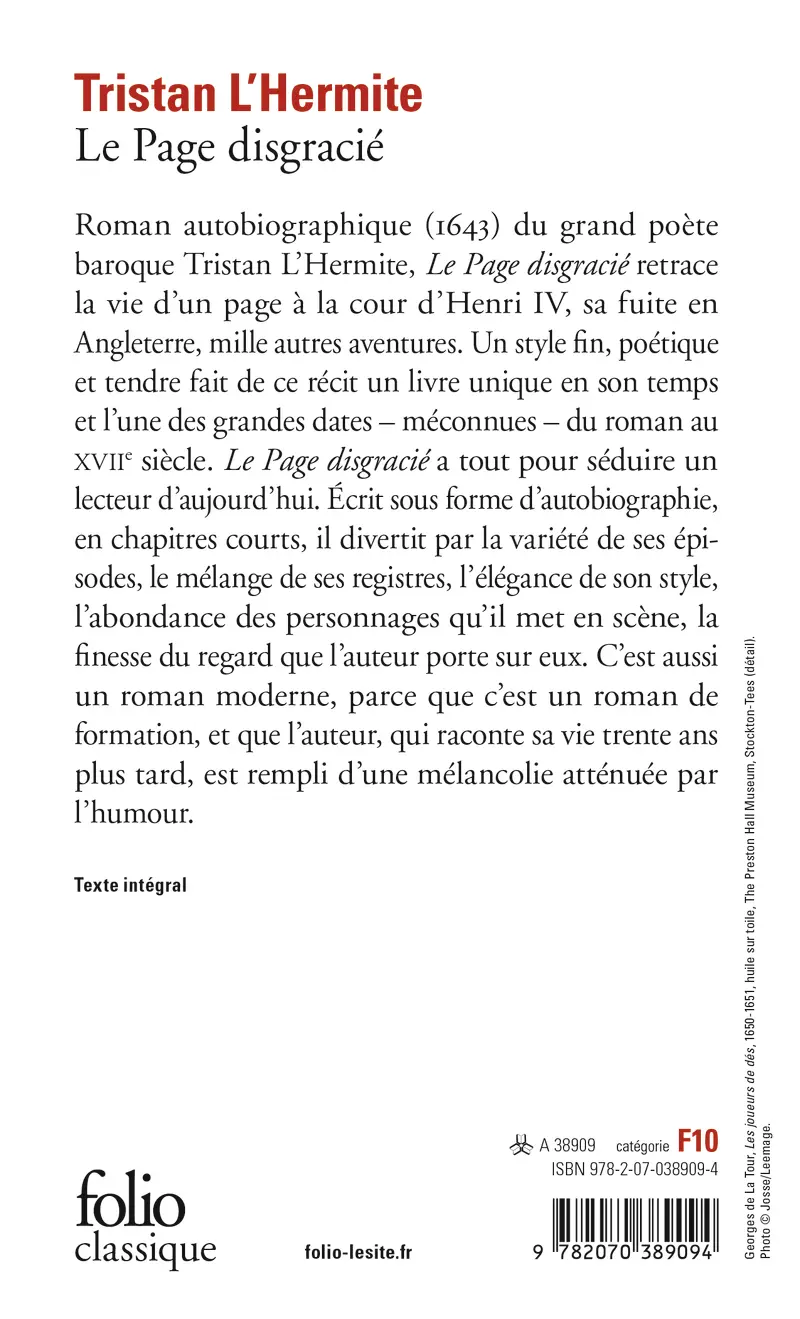 Le Page disgracié - Tristan L'Hermite