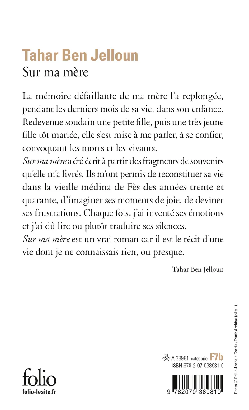 Sur ma mère - Tahar Ben Jelloun