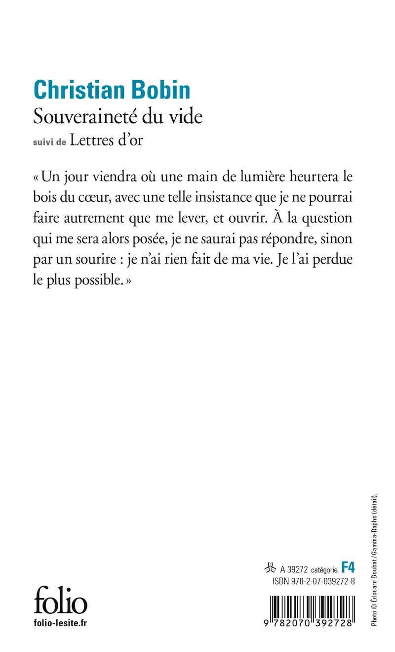 Souveraineté du vide suivi de Lettres d'or - Christian Bobin