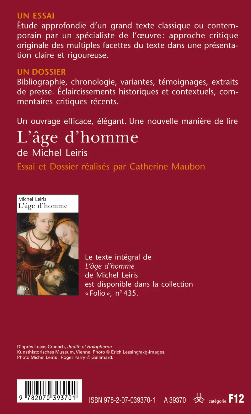 L'Âge d'homme de Michel Leiris (Essai et dossier) - Catherine Maubon