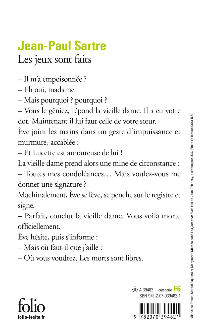 Les jeux sont faits - Jean-Paul Sartre