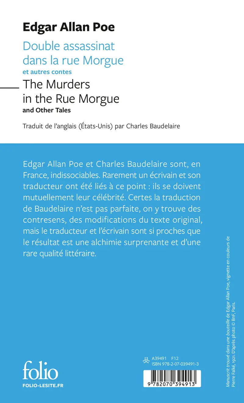 Double assassinat dans la rue Morgue/The Murders in the Rue Morgue – La Lettre volée/The Purloined Letter – Manuscrit trouvé dans une bouteille/MS Found in a Bottle - Edgar Allan Poe