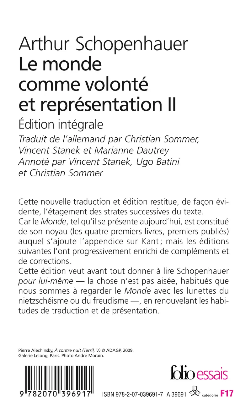 Le monde comme volonté et représentation - 2 - Arthur Schopenhauer