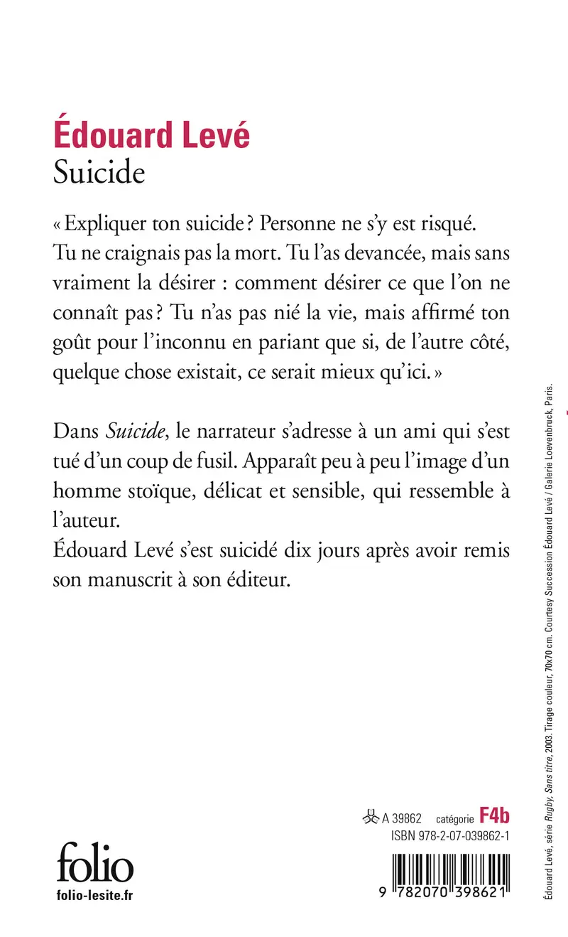 Suicide - Édouard Levé