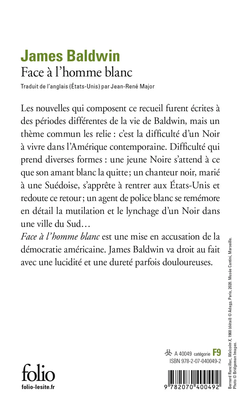 Face à l'homme blanc - James Baldwin