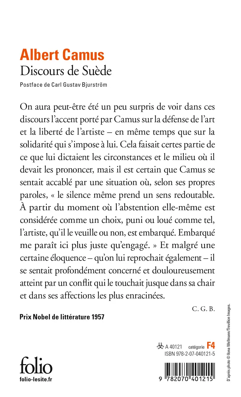 Discours de Suède - Albert Camus