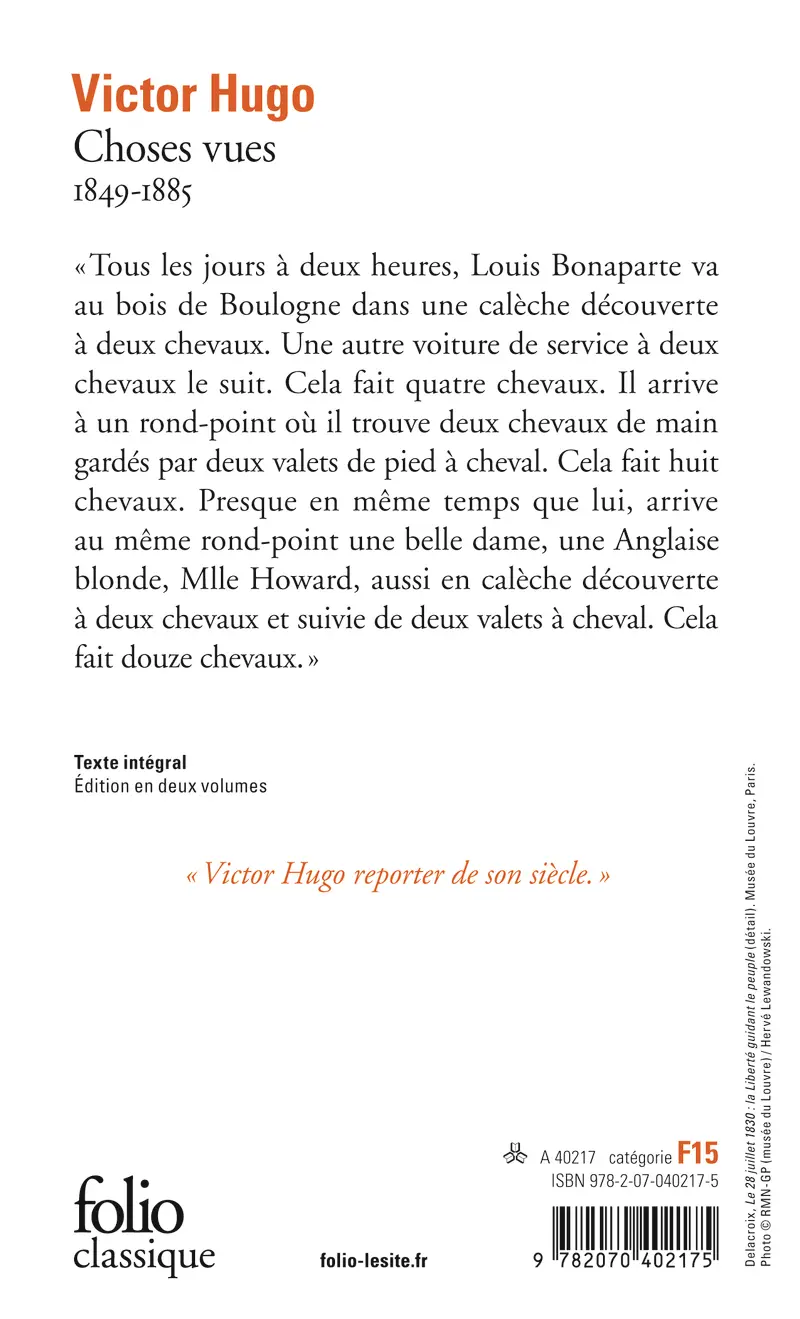 Choses vues - Victor Hugo