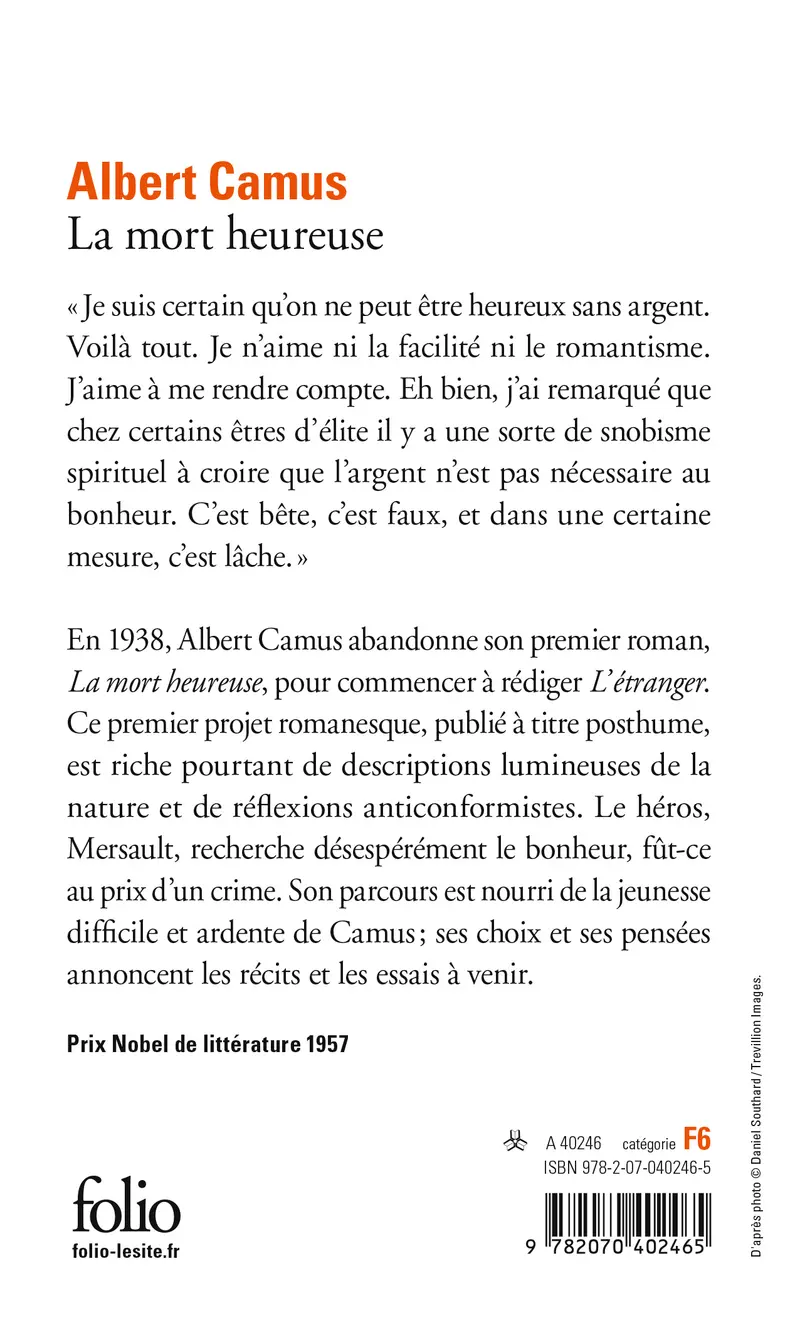La mort heureuse - Albert Camus