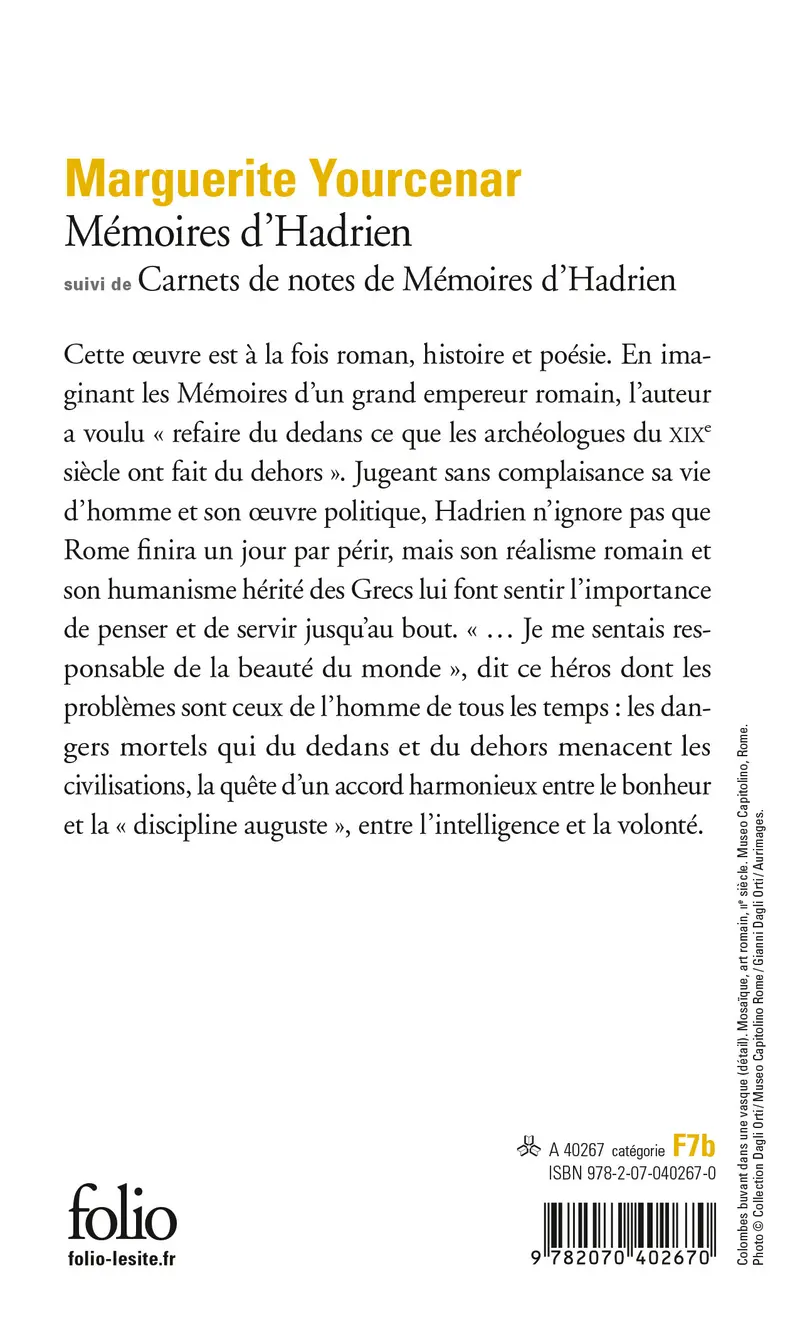 Mémoires d'Hadrien - Marguerite Yourcenar