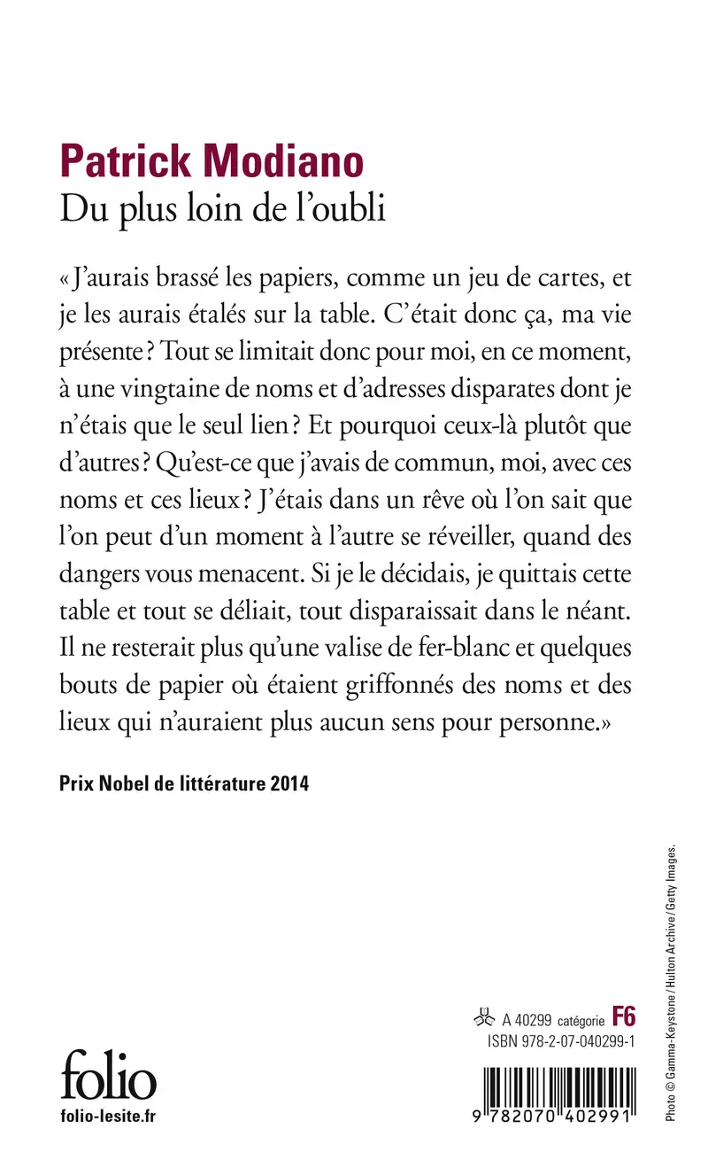 Du plus loin de l'oubli - Patrick Modiano