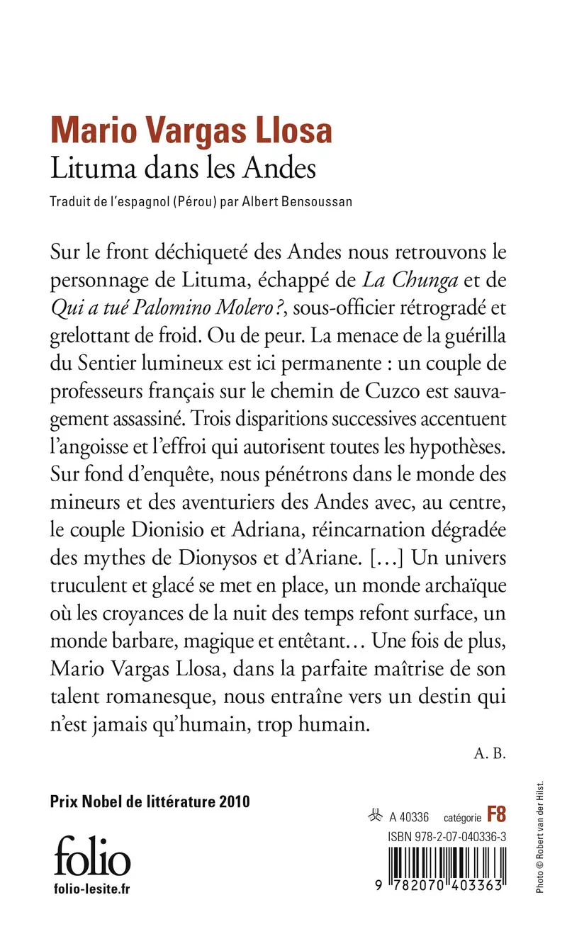 Lituma dans les Andes - Mario Vargas Llosa