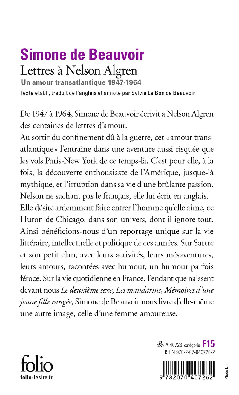 Lettres à Nelson Algren - Simone de Beauvoir