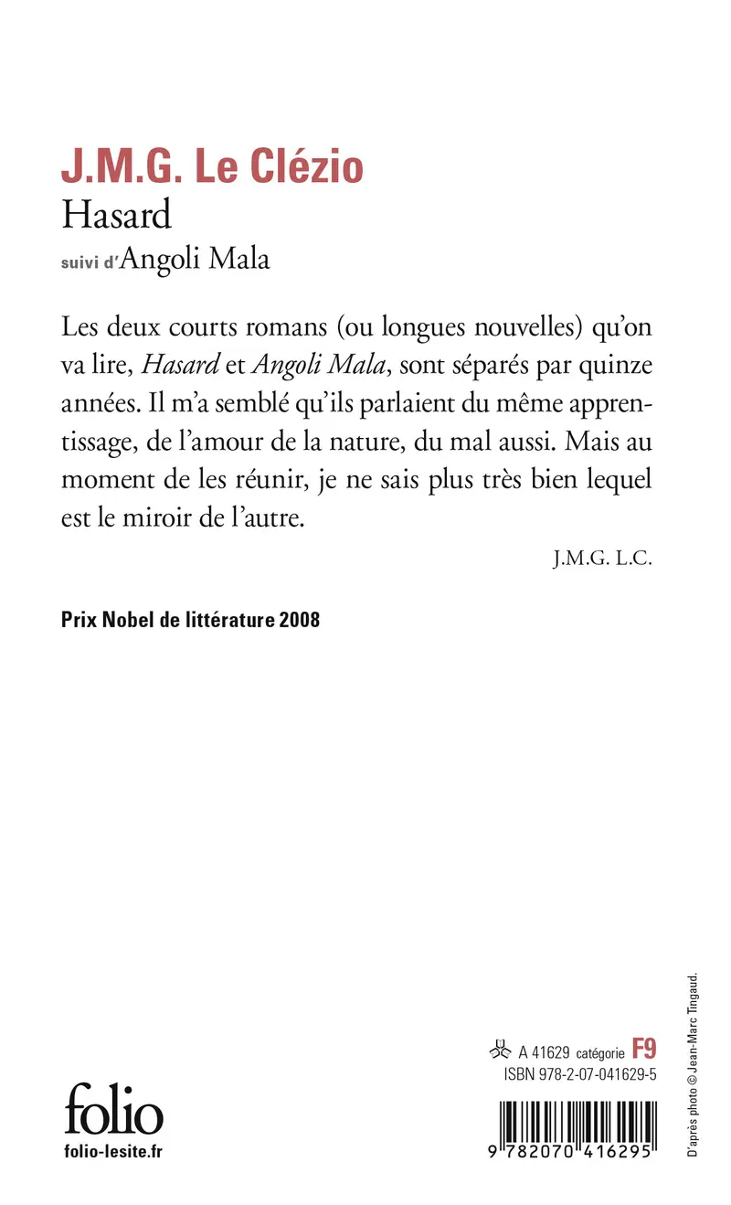 Hasard suivi d' Angoli Mala - J. M. G. Le Clézio