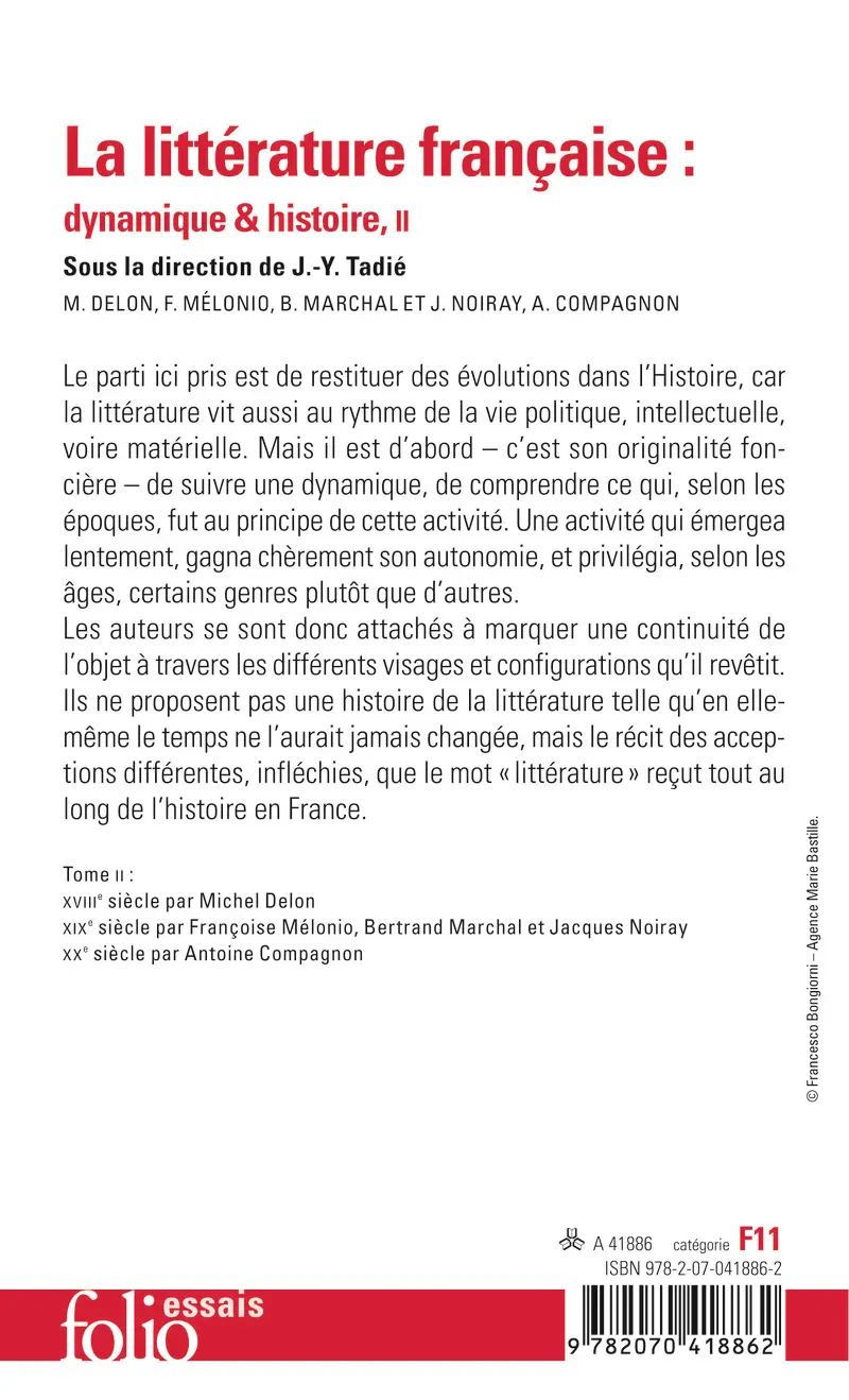 La littérature française - 2 - Collectif - Jean-Yves Tadié