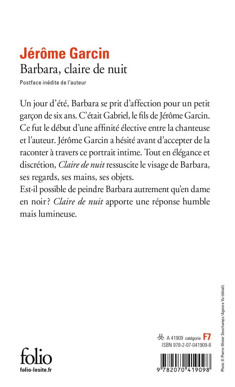 Barbara, claire de nuit - Jérôme Garcin