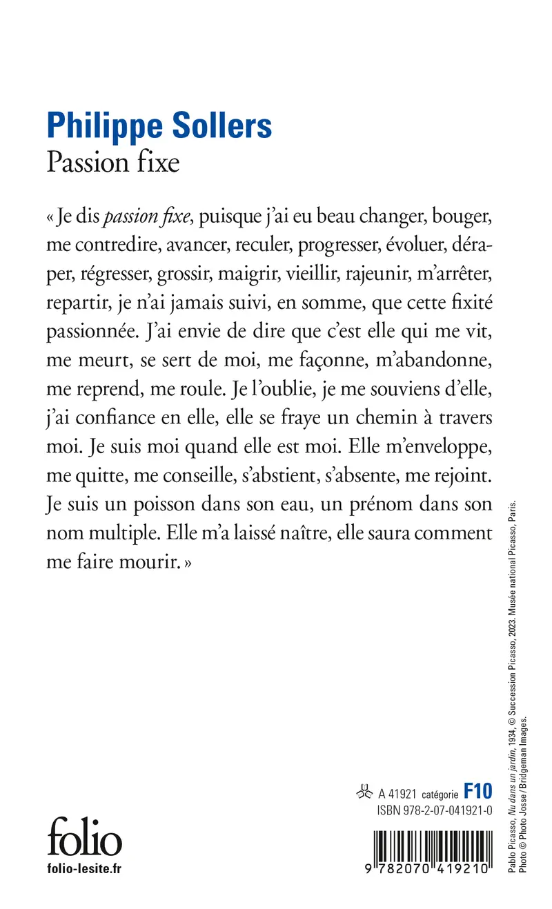 Passion fixe - Philippe Sollers