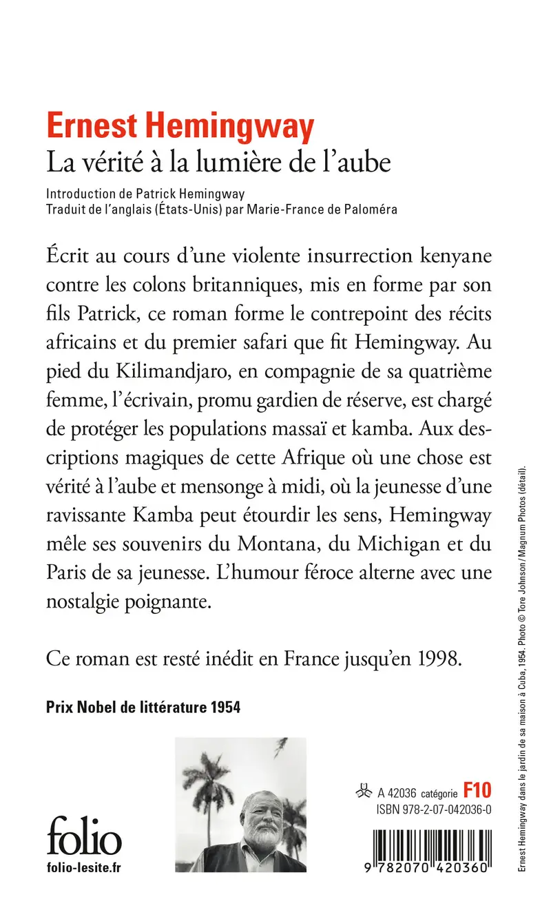 La Vérité à la lumière de l'aube - Ernest Hemingway