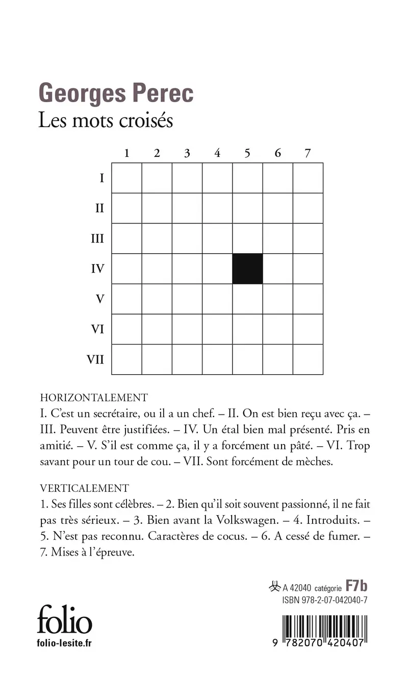 Les mots croisés précédé de Considérations de l'auteur sur l'art et la manière de croiser des mots - Georges Perec