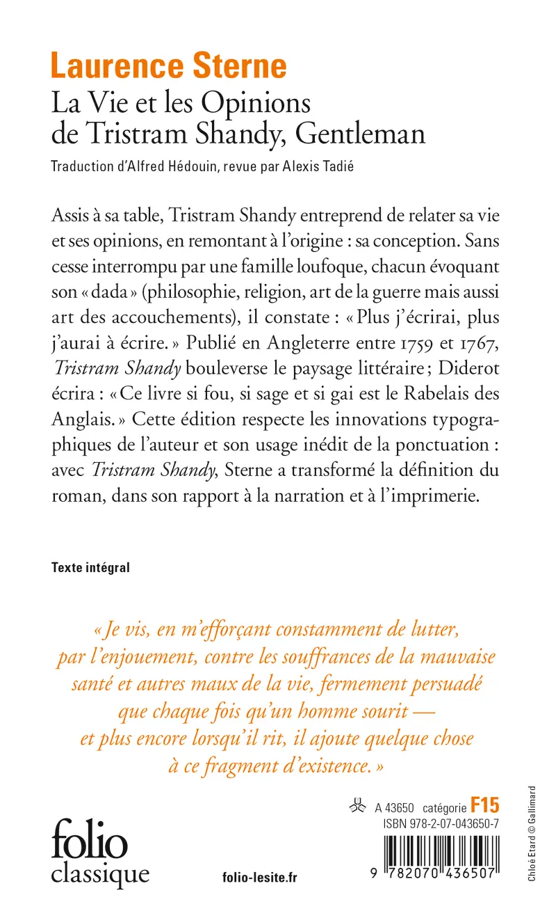 La Vie et les Opinions de Tristram Shandy, Gentleman - Laurence Sterne