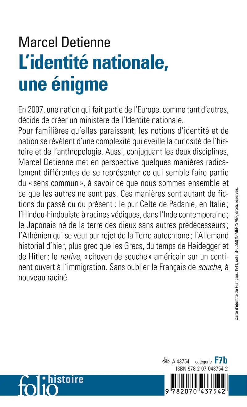 L'identité nationale, une énigme - Marcel Detienne