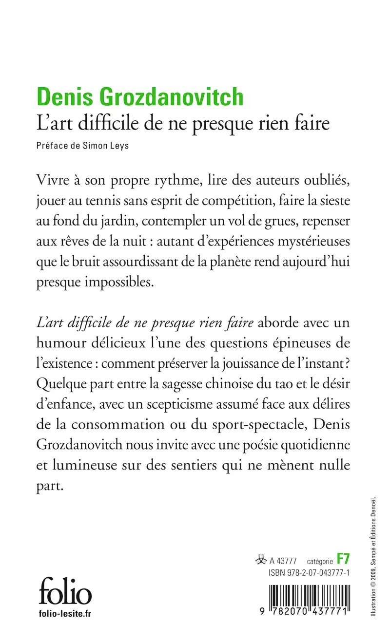 L'art difficile de ne presque rien faire - Denis Grozdanovitch